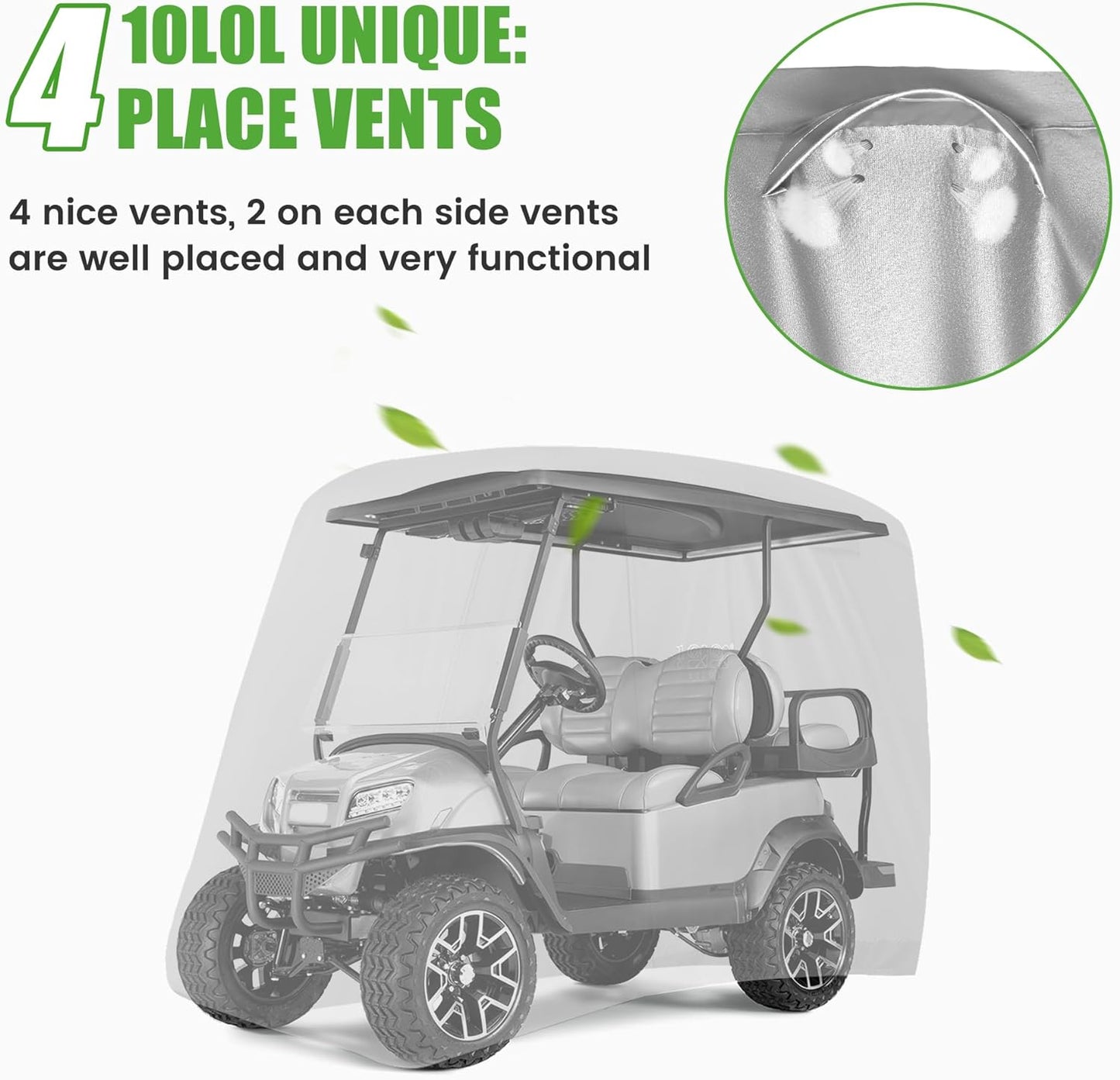 Waterproof Golf Cart Cover, Universal Fit for Yamaha, EZGO, Club Car & Honda, All-Weather 2/4/2+2 Passenger Protection with Three Zipper Doors
