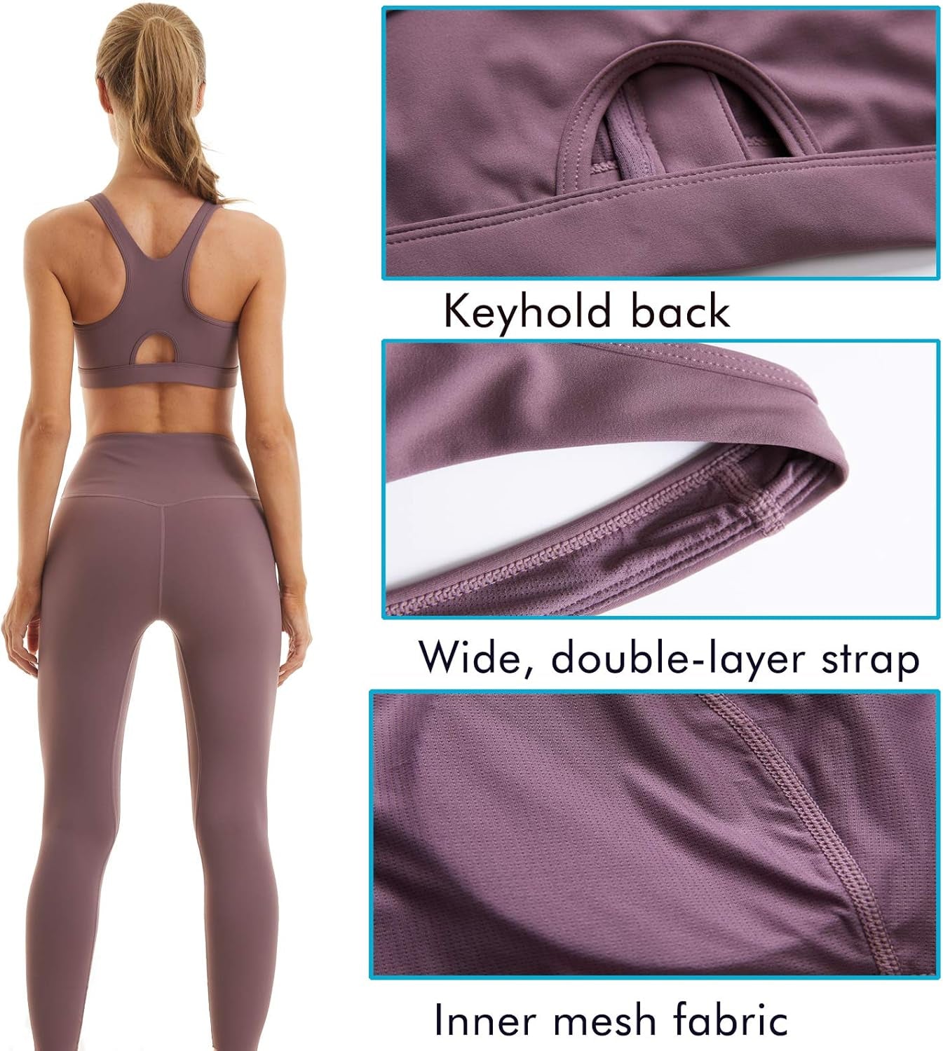 Womens Sports Bra with Zip Closure and Racerback,Wireless Bras,Four-Way Stretch Fabric with Removable Padded